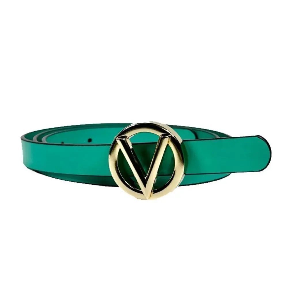 Valentino by Mario Valentino Baby Logo Leather Belt In Green XS $300